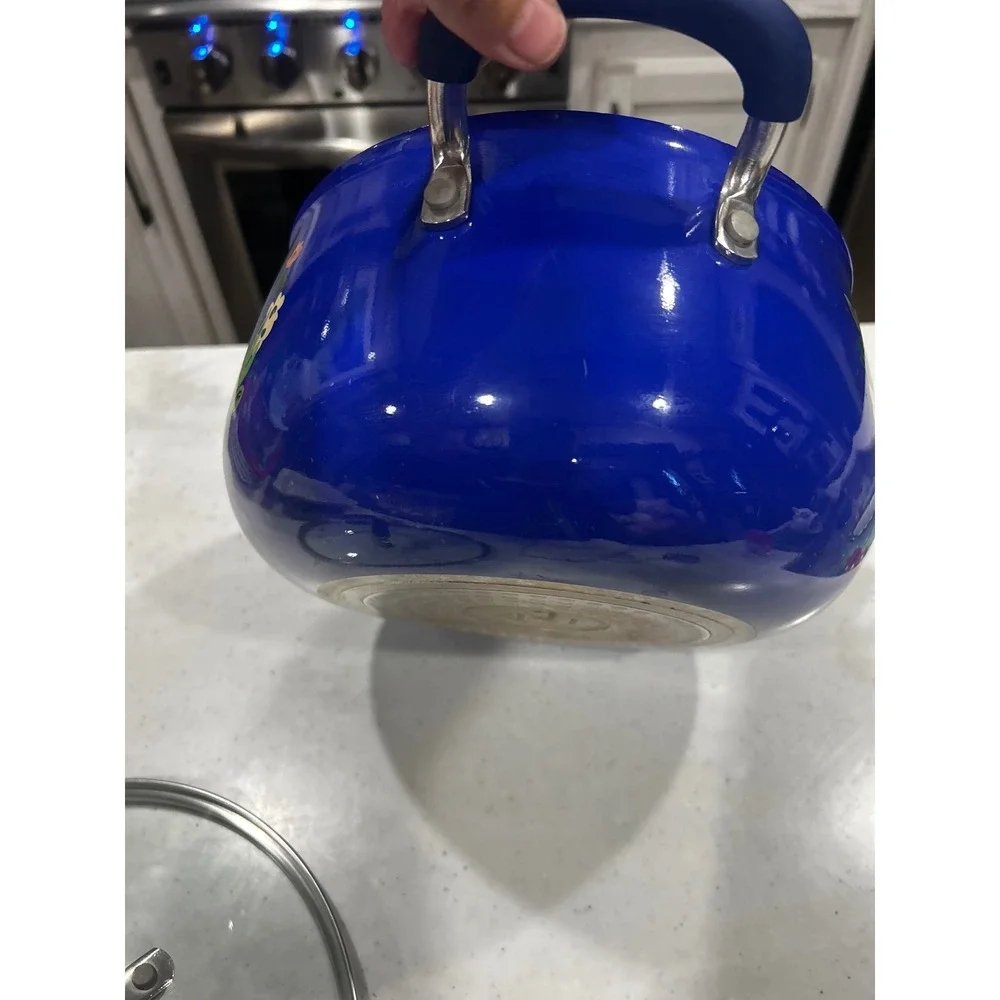 The Pioneer Woman Blue Floral Enamel Aluminum Stockpot with Glass Lid 3012TBT